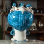 Testa di Moro Ceramica Siciliana Caltagirone  Donna Blu cm 40