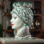 Testa di Moro ceramica Siciliana Caltagirone Donna Verde cm 50