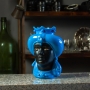 Testa Ceramica Siciliana Caltagirone Turbante Blu Volto Nero Satinato Donna cm 23