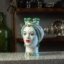 Testa di Moro Ceramica Siciliana Caltagirone Corona Verde Donna cm 23