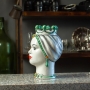 Testa di Moro Ceramica Siciliana Caltagirone Corona Verde Donna cm 23