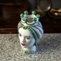 Testa di Moro Ceramica Siciliana Caltagirone Corona Verde Donna cm 23