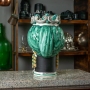 Testa di Moro Siciliane in Ceramica Caltagirone Donna-Uomo Verde Volto Nero Opaco cm 35