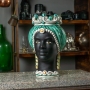Testa di Moro Ceramica Siciliana Caltagirone Donna Verde Volto Nero Satinato cm 35