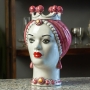 Testa Ceramica Siciliana di Caltagirone Bordeaux Donna cm 23