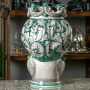 Testa di Moro Ceramica Siciliana Caltagirone Colletto Floreale Verde Donna cm 35