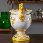 Centrotavola Alzata Ovale Ceramica Siciliana Caltagirone Giallo cm 38