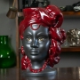 Testa di Moro Donna Ceramica Siciliana Caltagirone Agaren Bordeaux Volto Nero Opaco cm 33