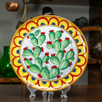 Caltagirone Sicilian ceramic Prickly Pears Plate cm 38