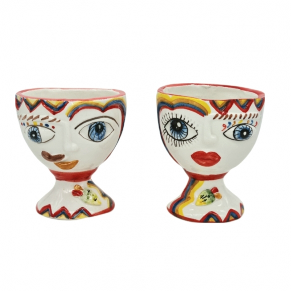 A Pair of Ceramic Vases Naif cm 13