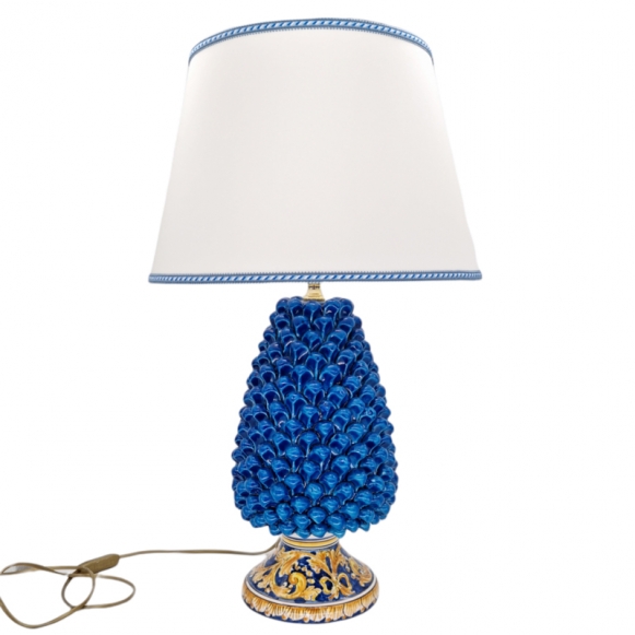 Lume Pigna Ceramica Siciliana Caltagirone Base Decorata cm 70