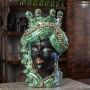 Head Vases - Lady Man - From Ceramic Sicily Caltagirone Verus Pearl Gold 48 cm