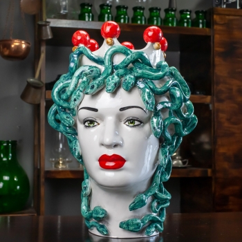 Testa Moro Siciliana in Ceramica Caltagirone Mod. Donna - Medusa cm 40