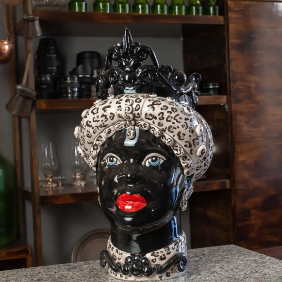 Testa ceramica Caltagirone Verus Donna Maculata cm 45