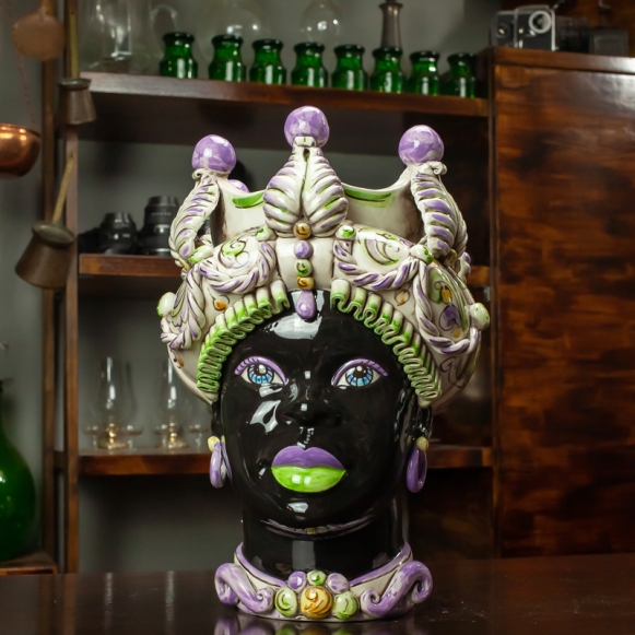 Testa ceramica Caltagirone Verus Donna "Kore" cm 45