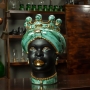 Caltagirone Ceramic Moor's Head lady Nacre Green cm 42