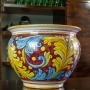 Portavaso Ceramica Siciliana Bordeaux Foglie Blu cm 40