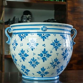 Sicilian Ceramic Blue Flower Pot Stand cm 40
