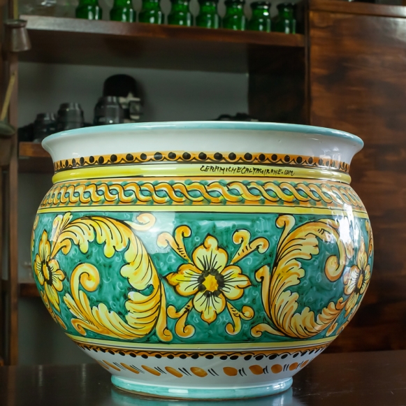 Sicilian Ceramic Green Flower Pot Stand cm 40