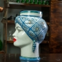 Teste di Moro Siciliane in Ceramica Caltagirone Donna-Uomo fiori 40 cm