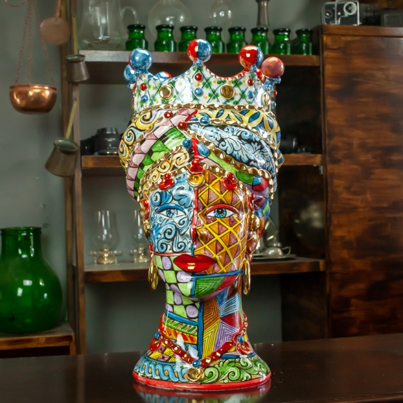 Sicilian Moro Head Ceramic Caltagirone Lady Sicily Art 50 CM
