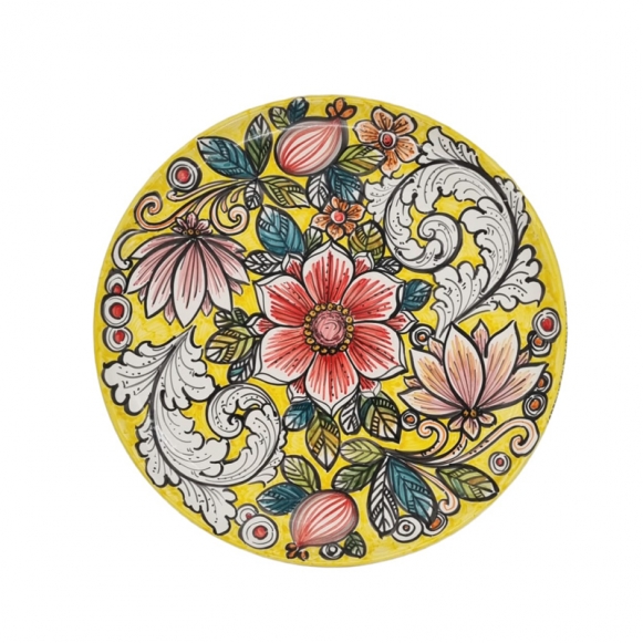 Caltagirone Yellow Flower Sicilian Ceramic Plate 30 cm