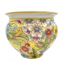 Sicilian Caltagirone Ceramic Flowerpot Yellow Floral 40 cm