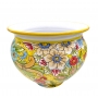 Sicilian Caltagirone Ceramic Flowerpot Yellow Floral 40 cm