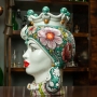 Head Vases Lady-Man Sicilian ceramic Caltagirone flowers cm 35