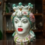 Head Vases Lady-Man Sicilian ceramic Caltagirone flowers cm 35