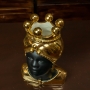 Teste di moro Siciliane in ceramica Verus Donna-Uomo Total Gold 20 cm