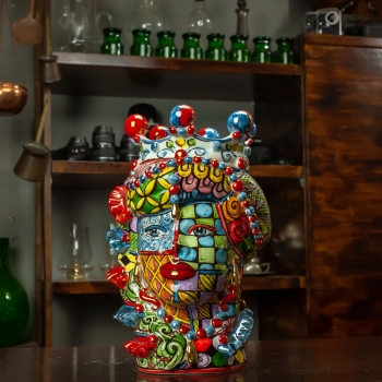 Head Vases Head - Lady man Sicilian Ceramic from Caltagirone Sicily Art 35 cm