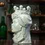 Head Vases Lady-man Moor's Ceramic from Caltagirone "Verus," Glossy White, 35 cm