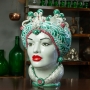 TESTA DI MORO CERAMICA SICILIANA CALTAGIRONE VERDE FANTASIA DONNA CM 42