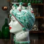 Teste di Moro Ceramica Siciliana Caltagirone verde fantasia Donna-Uomo cm 42