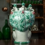 Teste di Moro Ceramica Siciliana Caltagirone verde fantasia Donna-Uomo cm 42
