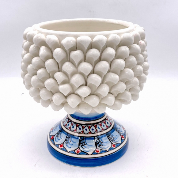 Portavaso pigna in ceramica siciliana di Caltagirone H. 20 cm