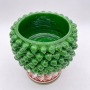 Portavaso pigna in ceramica siciliana di Caltagirone Verde Foglia H. 20 cm