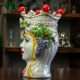 Teste di moro in ceramica Siciliana Caltagirone Donna-Uomo Frutta H. 28 cm