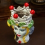 Teste di moro in ceramica Siciliana Caltagirone Donna-Uomo Frutta H. 28 cm