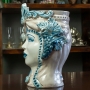 Teste di moro in ceramica Siciliana Caltagirone Donna-Uomo Blu Antico H. 27 cm