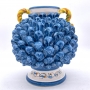 Ceramic Pinecone Ball Vase in Sicilian Caltagirone Blue H. 24 cm