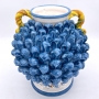 Ceramic Pinecone Ball Vase in Sicilian Caltagirone Blue H. 24 cm