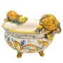 Centrotavola ceramica siciliana Caltagirone Giallo Frutta L. 39 cm