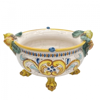 Centrotavola ceramica siciliana Caltagirone Giallo Frutta L. 31 cm