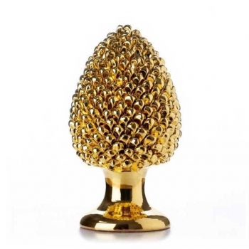 Gold pine cone in Verus Caltagirone ceramic 30 cm