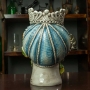 Teste di Moro siciliane in Ceramica di Caltagirone Donna-Uomo fiori h. 30 cm
