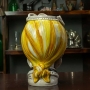 Teste di Moro Siciliane in Ceramica di Caltagirone Donna-Uomo Giallo H. 27 cm