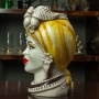 Teste di Moro Siciliane in Ceramica di Caltagirone Donna-Uomo Giallo H. 27 cm