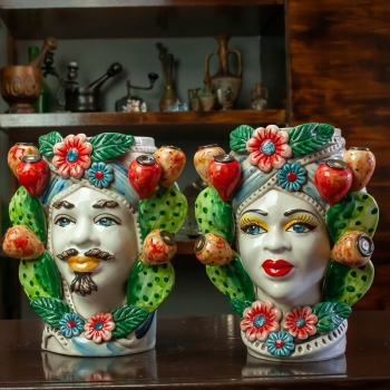 Teste di moro siciliane modello fichi d'india L. 23 x H. 26 cm